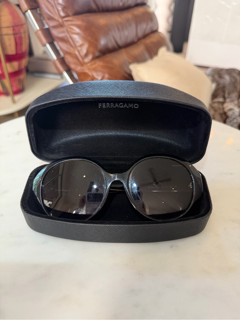 Salvatore Ferragamo Black Sunglasses with Branded Case